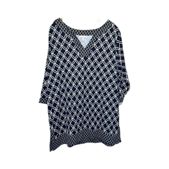 Charter Club Navy and White Patterned shirt - Picture 1 of 3